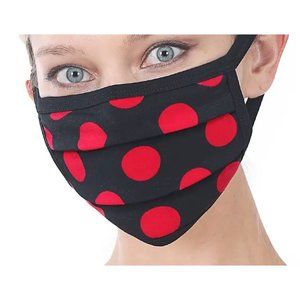 Black Face Mask with Red Polka Dots